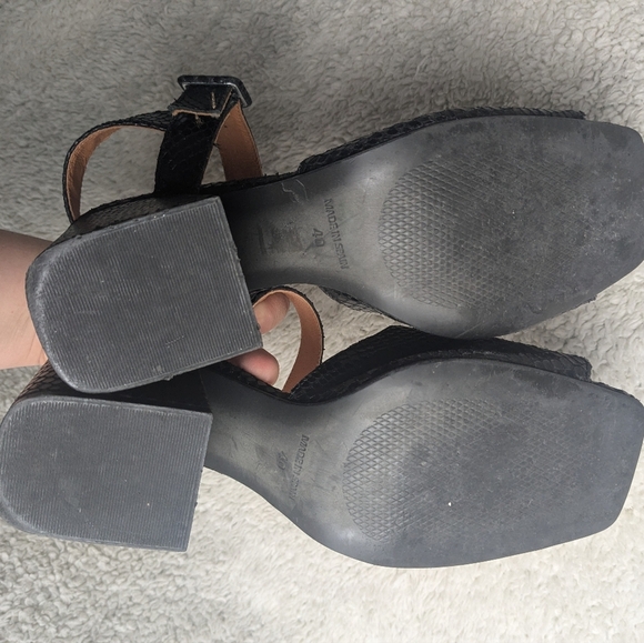 L'INTERVALLE Heel Sandals Women Size 40 = 9-9.5 US Black Color Snake Pattern - Picture 8 of 10